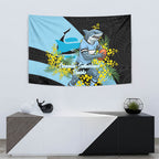 Cronulla Sutherland Sharks Tapestry Golden Wattle Floral Polynesian - Australian Flower - Rugby Mascot