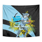 Cronulla Sutherland Sharks Tapestry Golden Wattle Floral Polynesian - Australian Flower - Rugby Mascot