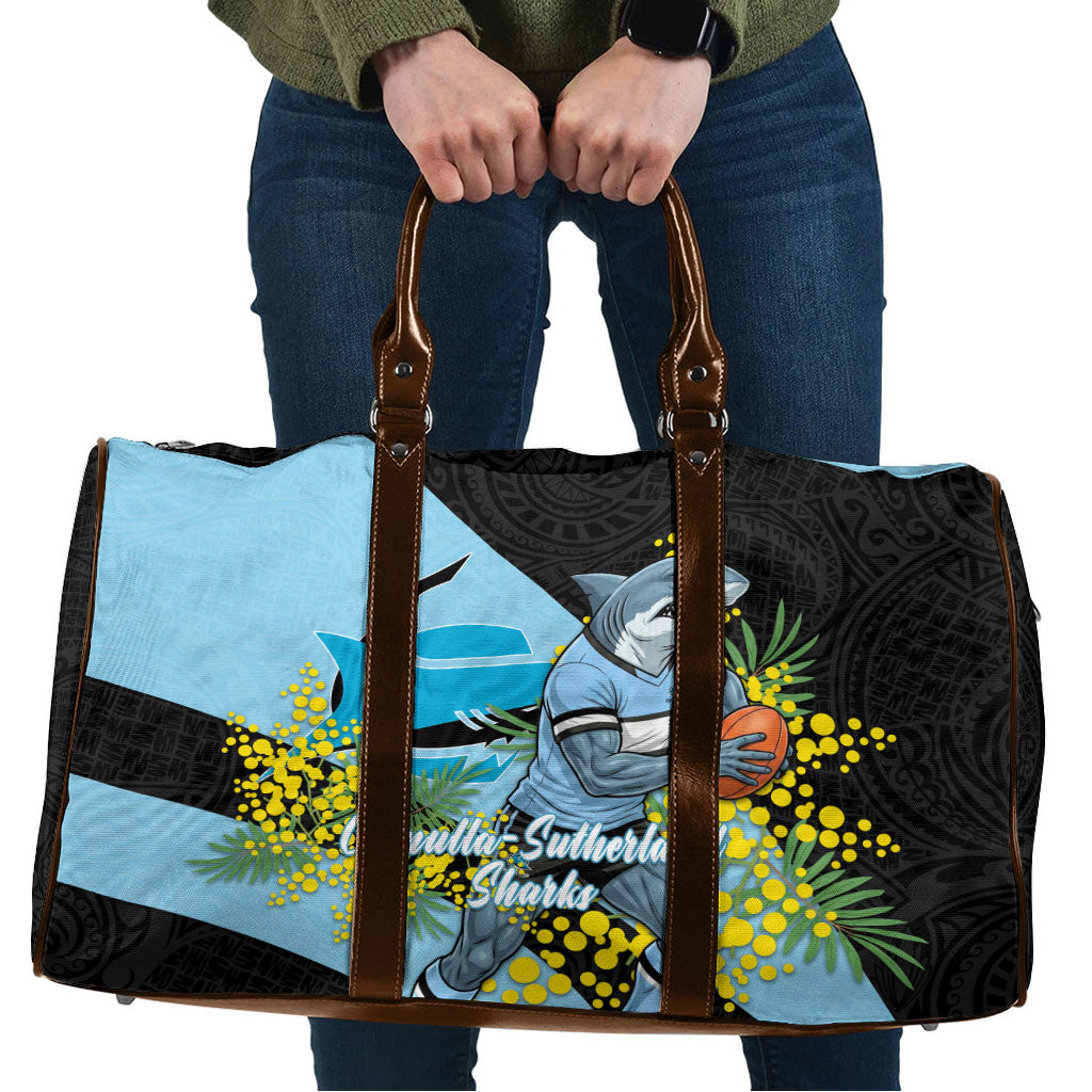 Cronulla Sutherland Sharks Travel Bag Golden Wattle Floral Polynesian - Australian Flower - Rugby Mascot