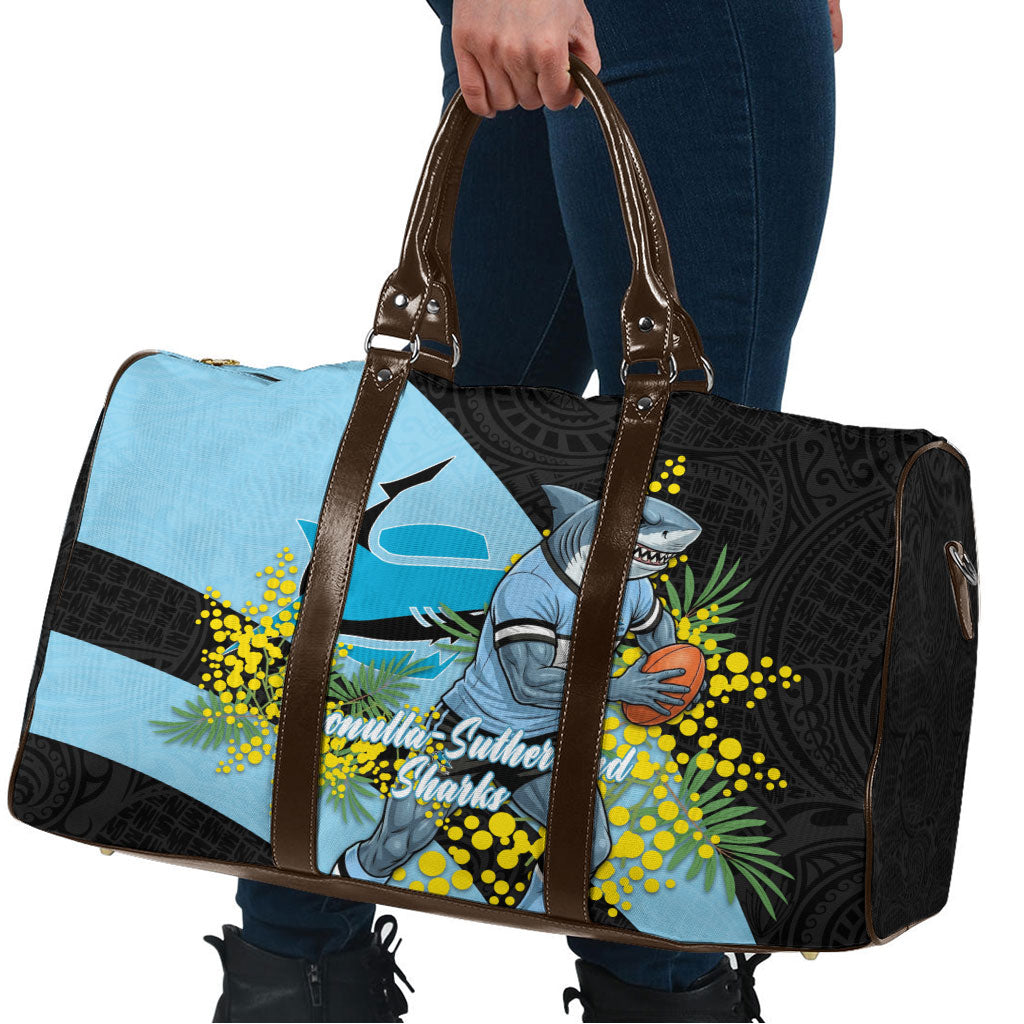 Cronulla Sutherland Sharks Travel Bag Golden Wattle Floral Polynesian - Australian Flower - Rugby Mascot