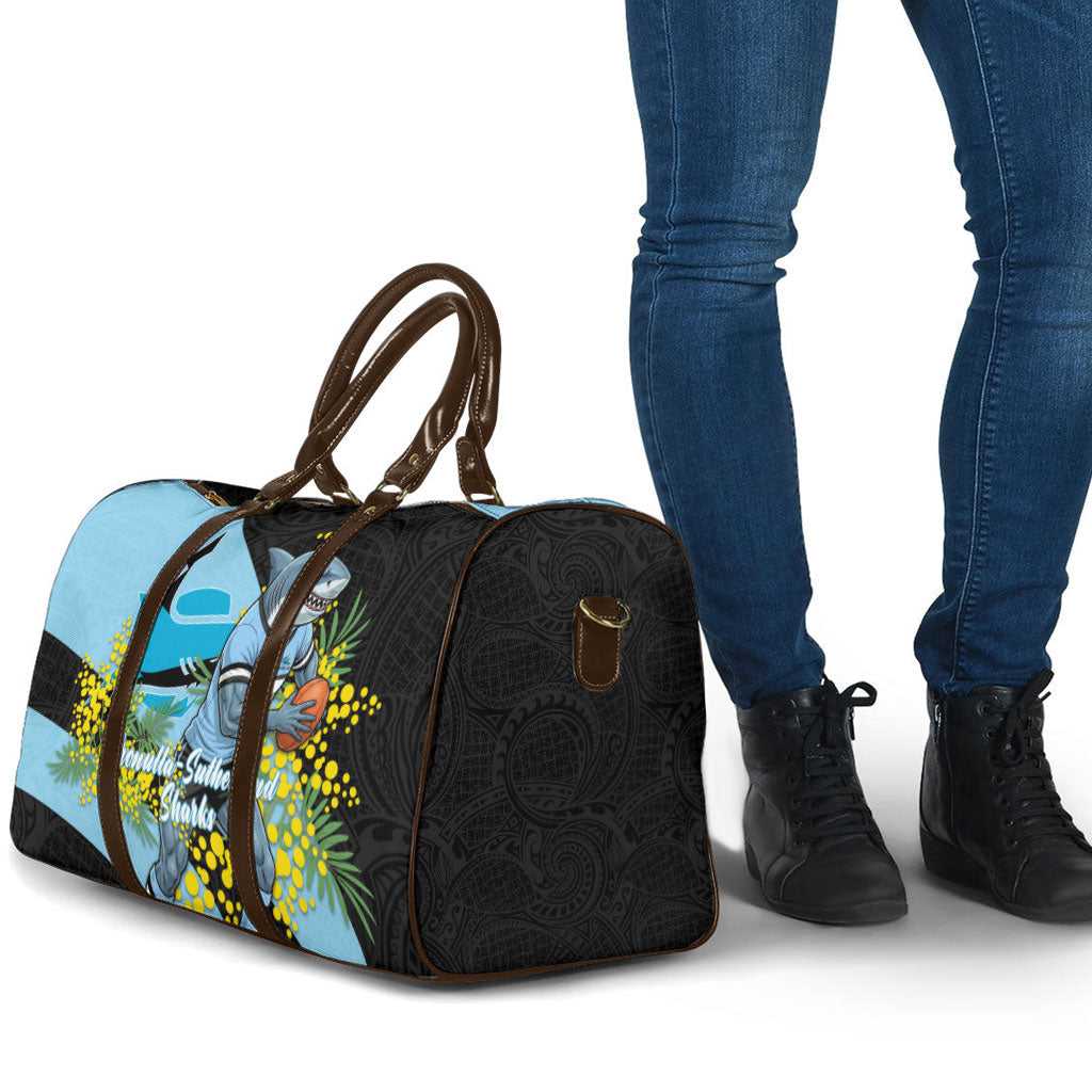Cronulla Sutherland Sharks Travel Bag Golden Wattle Floral Polynesian - Australian Flower - Rugby Mascot