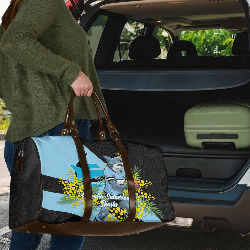 Cronulla Sutherland Sharks Travel Bag Golden Wattle Floral Polynesian - Australian Flower - Rugby Mascot