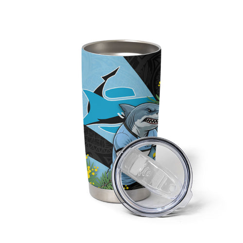 Cronulla Sutherland Sharks Tumbler Cup Golden Wattle Floral Polynesian - Australian Flower - Rugby Mascot