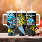 Cronulla Sutherland Sharks Tumbler With Handle Golden Wattle Floral Polynesian - Australian Flower - Rugby Mascot