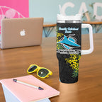 Cronulla Sutherland Sharks Tumbler With Handle Golden Wattle Floral Polynesian - Australian Flower - Rugby Mascot