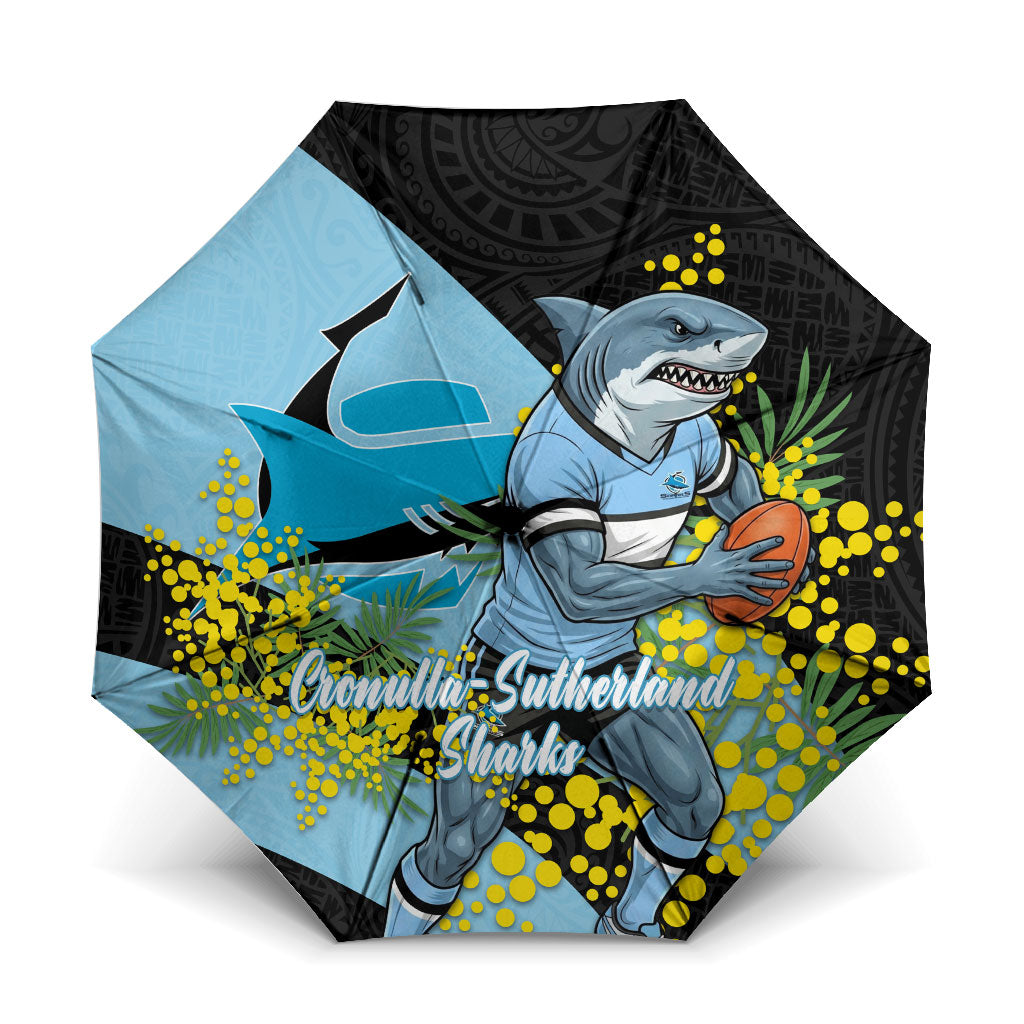 Cronulla Sutherland Sharks Umbrella Golden Wattle Floral Polynesian - Australian Flower - Rugby Mascot