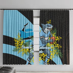 Cronulla Sutherland Sharks Window Curtain Golden Wattle Floral Polynesian - Australian Flower - Rugby Mascot