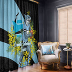 Cronulla Sutherland Sharks Window Curtain Golden Wattle Floral Polynesian - Australian Flower - Rugby Mascot