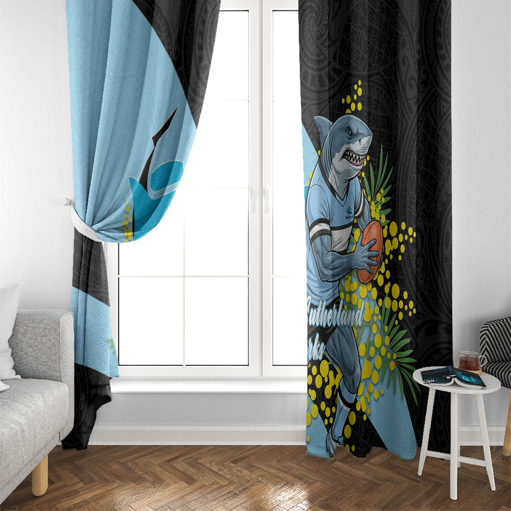 Cronulla Sutherland Sharks Window Curtain Golden Wattle Floral Polynesian - Australian Flower - Rugby Mascot