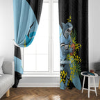 Cronulla Sutherland Sharks Window Curtain Golden Wattle Floral Polynesian - Australian Flower - Rugby Mascot