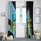 Cronulla Sutherland Sharks Window Curtain Golden Wattle Floral Polynesian - Australian Flower - Rugby Mascot