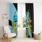 Cronulla Sutherland Sharks Window Curtain Golden Wattle Floral Polynesian - Australian Flower - Rugby Mascot