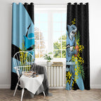 Cronulla Sutherland Sharks Window Curtain Golden Wattle Floral Polynesian - Australian Flower - Rugby Mascot