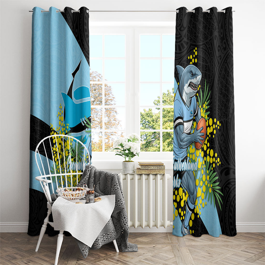Cronulla Sutherland Sharks Window Curtain Golden Wattle Floral Polynesian - Australian Flower - Rugby Mascot