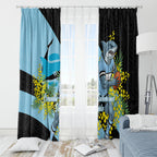 Cronulla Sutherland Sharks Window Curtain Golden Wattle Floral Polynesian - Australian Flower - Rugby Mascot