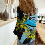 Cronulla Sutherland Sharks Women Casual Shirt Golden Wattle Floral Polynesian - Australian Flower - Rugby Mascot