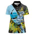 Cronulla Sutherland Sharks Women Polo Shirt Golden Wattle Floral Polynesian - Australian Flower - Rugby Mascot