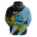 Cronulla Sutherland Sharks Zip Hoodie Golden Wattle Floral Polynesian - Australian Flower - Rugby Mascot