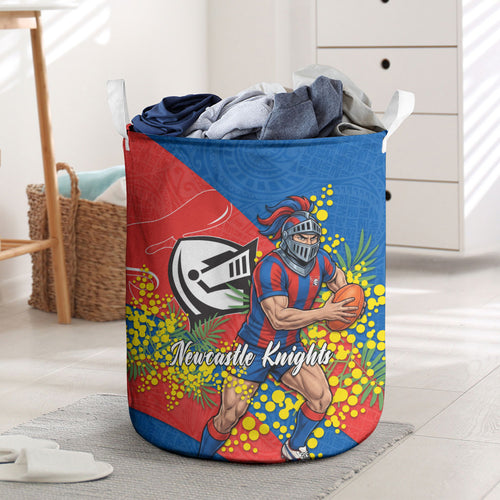 Newcastle Knights Laundry Basket Golden Wattle Floral Polynesian - Australian Flower - Rugby Mascot