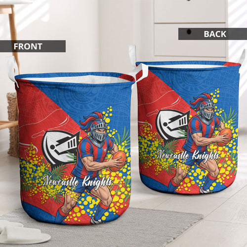 Newcastle Knights Laundry Basket Golden Wattle Floral Polynesian - Australian Flower - Rugby Mascot