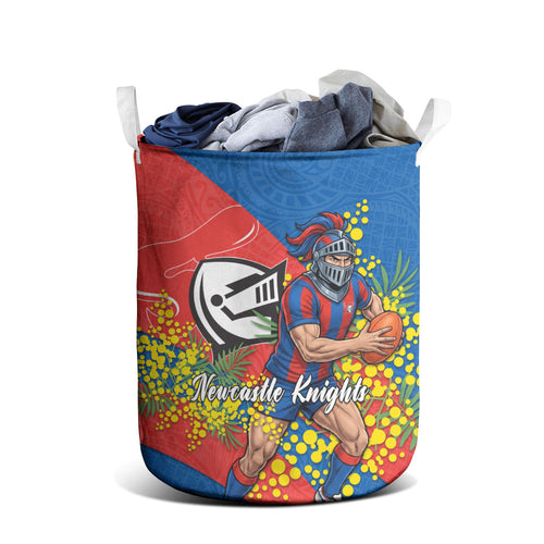 Newcastle Knights Laundry Basket Golden Wattle Floral Polynesian - Australian Flower - Rugby Mascot