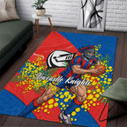 Newcastle Knights Area Rug Golden Wattle Floral Polynesian - Australian Flower - Rugby Mascot