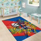 Newcastle Knights Area Rug Golden Wattle Floral Polynesian - Australian Flower - Rugby Mascot