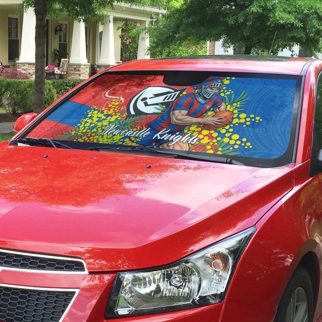 Newcastle Knights Auto Sun Shade Golden Wattle Floral Polynesian - Australian Flower - Rugby Mascot