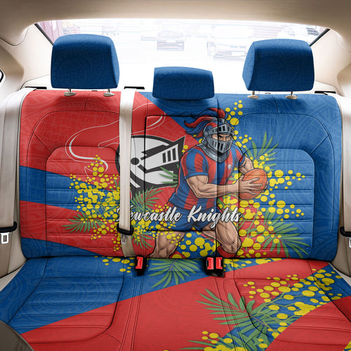Newcastle Knights Back Car Seat Cover Golden Wattle Floral Polynesian - Australian Flower - Rugby Mascot