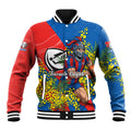 Newcastle Knights Baseball Jacket Golden Wattle Floral Polynesian - Australian Flower - Rugby Mascot