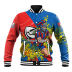 Newcastle Knights Baseball Jacket Golden Wattle Floral Polynesian - Australian Flower - Rugby Mascot