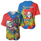 Newcastle Knights Baseball Jersey Golden Wattle Floral Polynesian - Australian Flower - Rugby Mascot