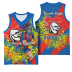 Newcastle Knights Basketball Jersey Golden Wattle Floral Polynesian - Australian Flower - Rugby Mascot
