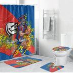Newcastle Knights Bathroom Set Golden Wattle Floral Polynesian - Australian Flower - Rugby Mascot