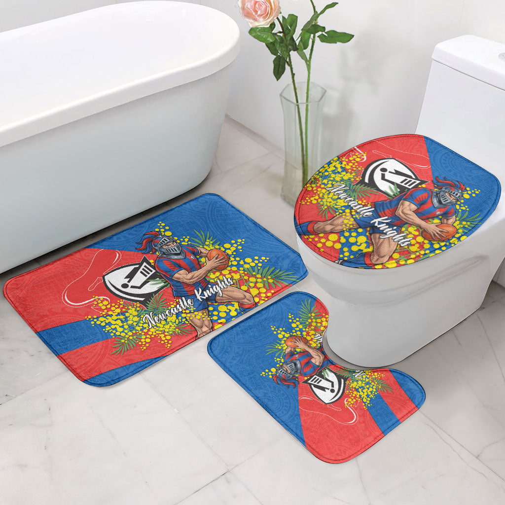 Newcastle Knights Bathroom Set Golden Wattle Floral Polynesian - Australian Flower - Rugby Mascot