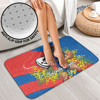 Newcastle Knights Bathroom Set Golden Wattle Floral Polynesian - Australian Flower - Rugby Mascot