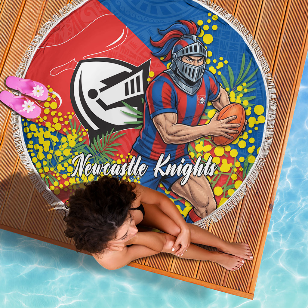 Newcastle Knights Beach Blanket Golden Wattle Floral Polynesian - Australian Flower - Rugby Mascot