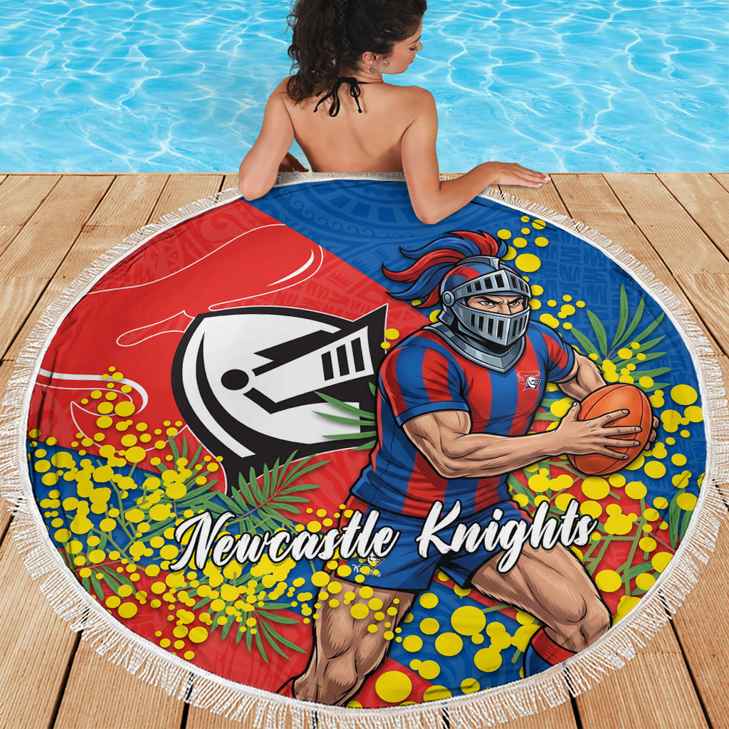 Newcastle Knights Beach Blanket Golden Wattle Floral Polynesian - Australian Flower - Rugby Mascot