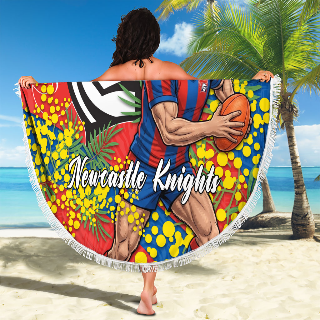 Newcastle Knights Beach Blanket Golden Wattle Floral Polynesian - Australian Flower - Rugby Mascot