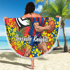 Newcastle Knights Beach Blanket Golden Wattle Floral Polynesian - Australian Flower - Rugby Mascot