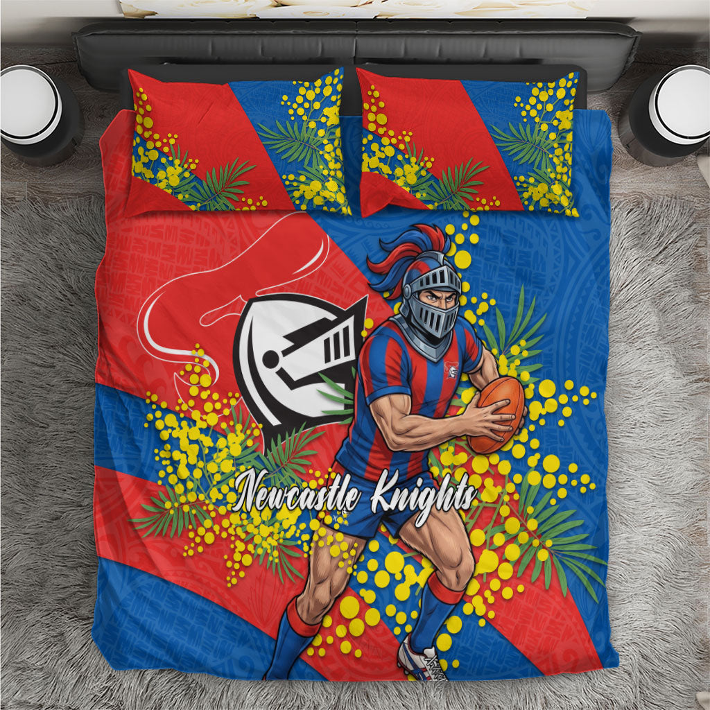 Newcastle Knights Bedding Set Golden Wattle Floral Polynesian - Australian Flower - Rugby Mascot