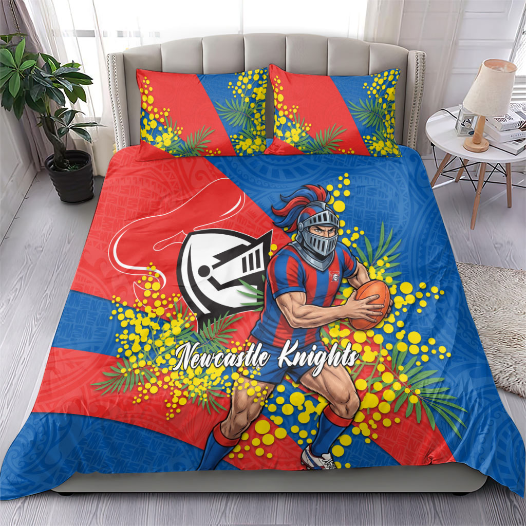 Newcastle Knights Bedding Set Golden Wattle Floral Polynesian - Australian Flower - Rugby Mascot