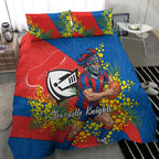 Newcastle Knights Bedding Set Golden Wattle Floral Polynesian - Australian Flower - Rugby Mascot