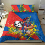 Newcastle Knights Bedding Set Golden Wattle Floral Polynesian - Australian Flower - Rugby Mascot