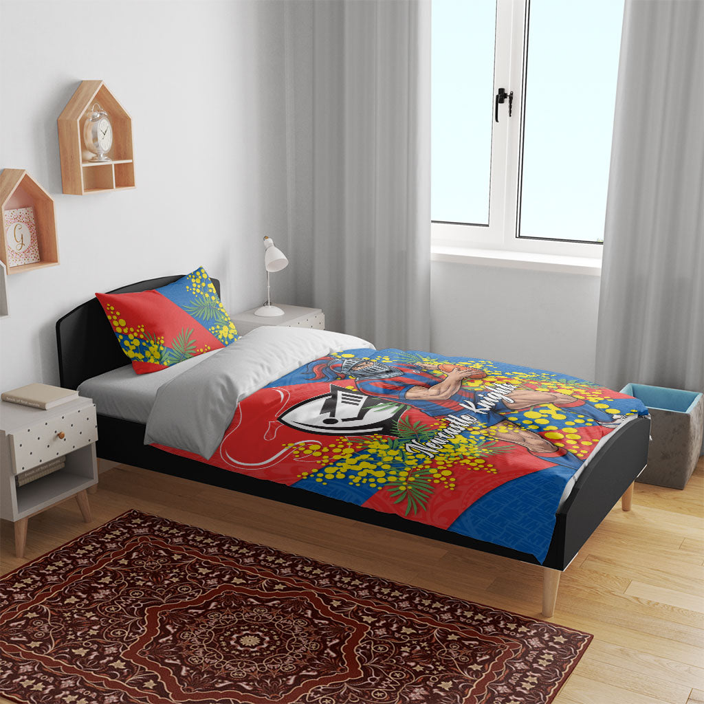 Newcastle Knights Bedding Set Golden Wattle Floral Polynesian - Australian Flower - Rugby Mascot
