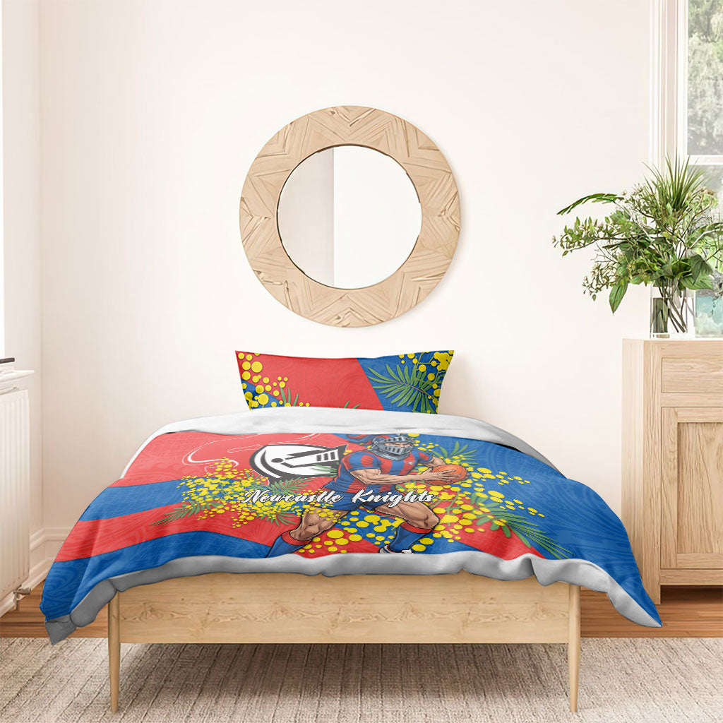 Newcastle Knights Bedding Set Golden Wattle Floral Polynesian - Australian Flower - Rugby Mascot