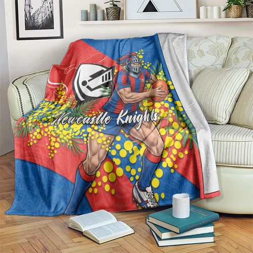 Newcastle Knights Blanket Golden Wattle Floral Polynesian - Australian Flower - Rugby Mascot