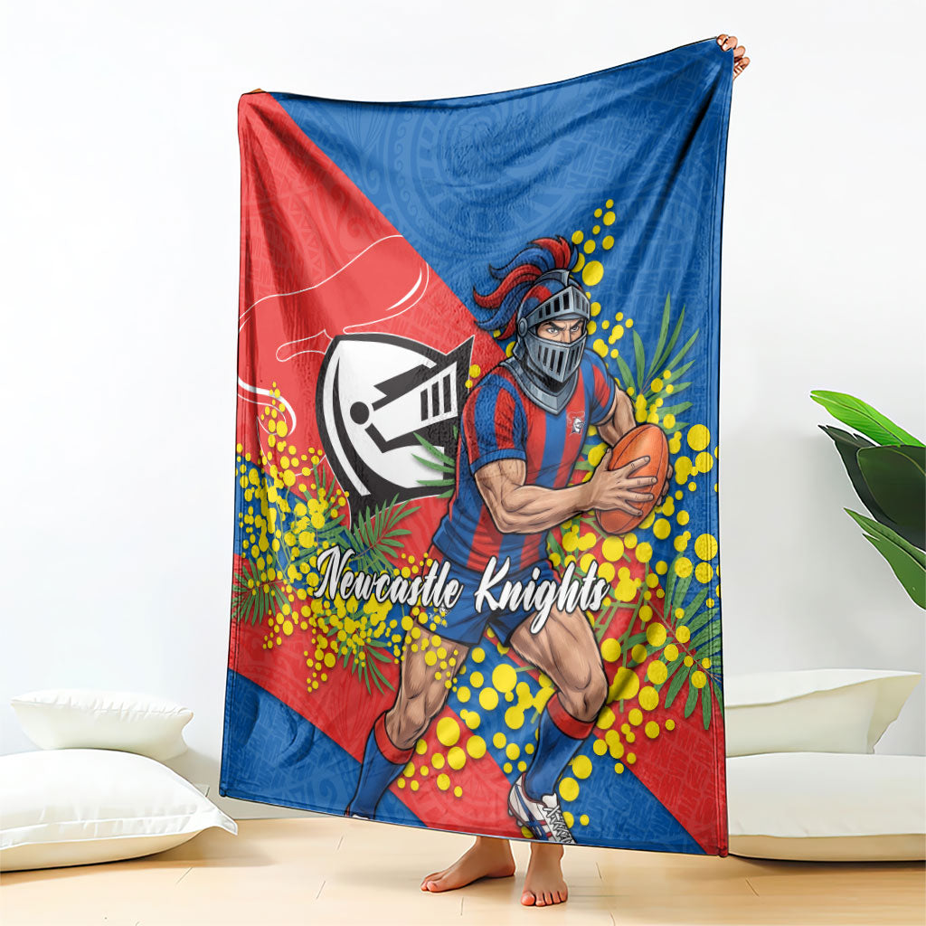 Newcastle Knights Blanket Golden Wattle Floral Polynesian - Australian Flower - Rugby Mascot
