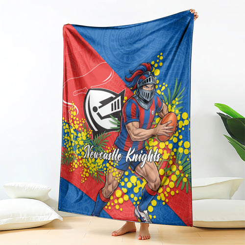 Newcastle Knights Blanket Golden Wattle Floral Polynesian - Australian Flower - Rugby Mascot