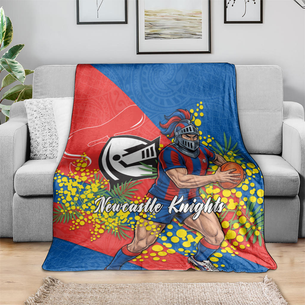 Newcastle Knights Blanket Golden Wattle Floral Polynesian - Australian Flower - Rugby Mascot